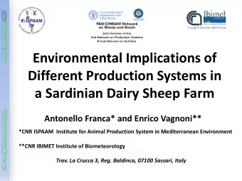 Environmental Implications of  Different Production Systems in a Sardinian Dairy Sheep Farm