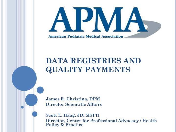 data registries and quality payments
