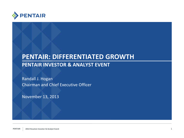 pentair differentiated growth