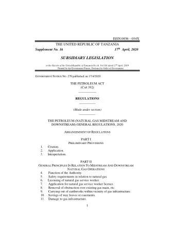 SUBSIDIARY LEGISLATION to the Gazette of the United Republic of Tanzania No.16. Vol.101 dated 17 th