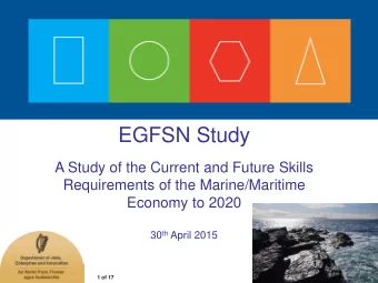 EGFSN Study  A Study of the Current and Future Skills  Requirements of the Marine/Maritime  Economy