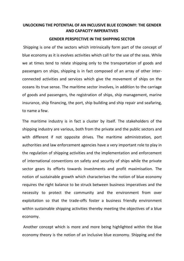 unlocking the potential of an inclusive blue economy the