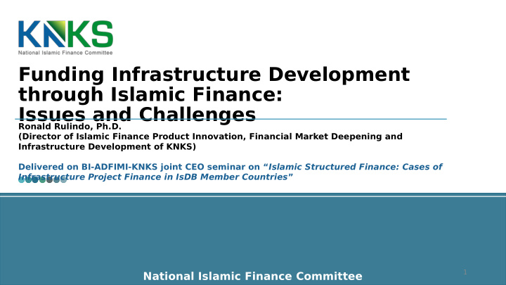 funding infrastructure development through islamic