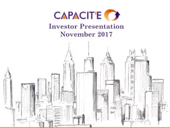 Investor Presentation  November 2017  1  Safe Harbor This presentation and the accompanying slides