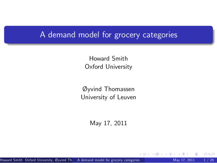 a demand model for grocery categories