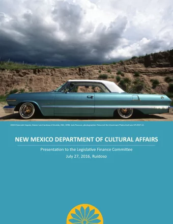 NEW MEXICO DEPARTMENT OF CULTURAL AFFAIRS  Presentatjon to the Legislatjve Finance Commituee  July