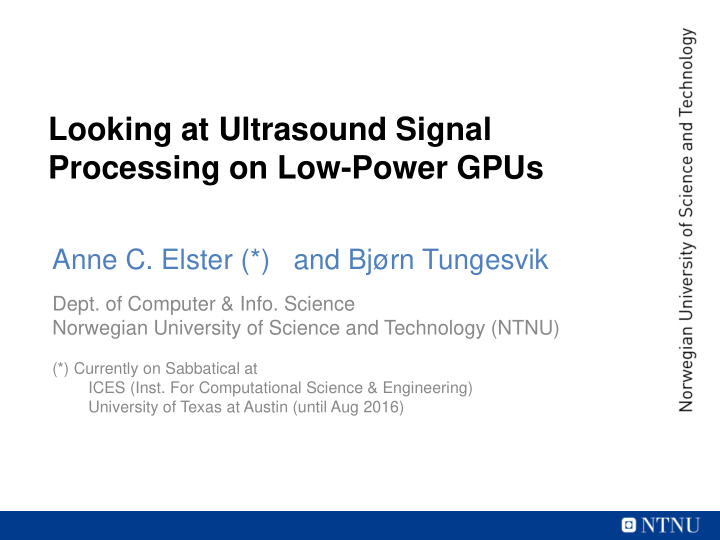 looking at ultrasound signal processing on low power gpus