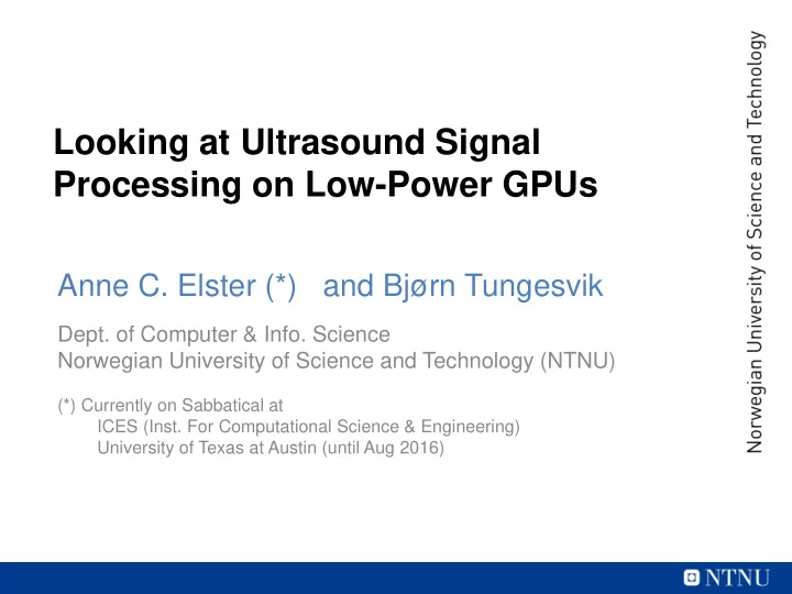 looking at ultrasound signal processing on low power gpus