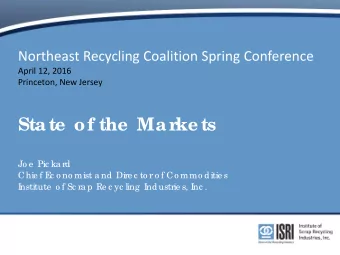 ke ts  State  of the  Mar  Jo e  Pic ka rd  Chie f E  c o no mist a nd Dire c to r o f Co mmo ditie