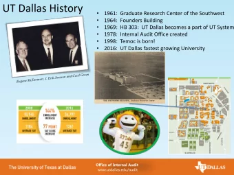 UT Dallas History  1961:  Graduate Research Center of the Southwest      1964:  Founders