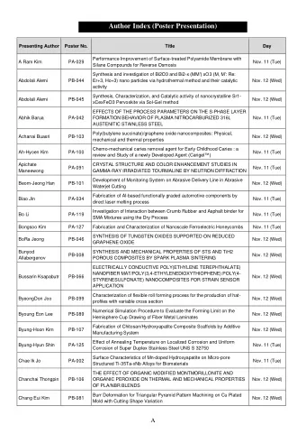 Author Index (Poster Presentation)  Presenting Author  Poster No.  Title  Day  Performance