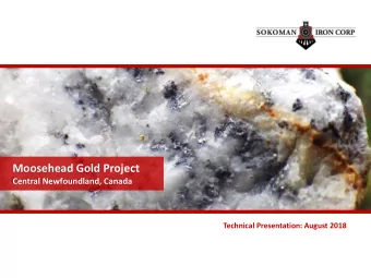 Moosehead Gold Project Central Newfoundland, Canada Technical Presentation: August 2018  Share
