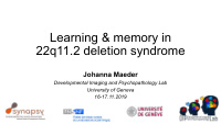 learning amp memory in 22q11 2 deletion syndrome