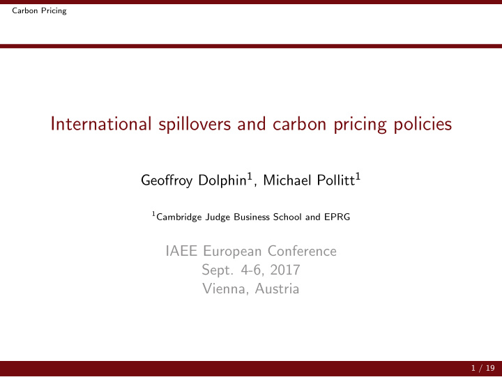 international spillovers and carbon pricing policies