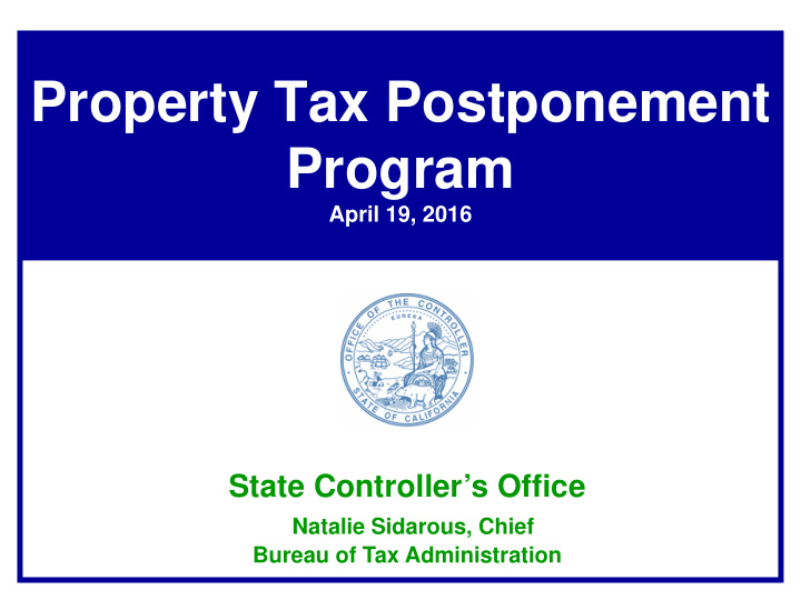 property tax postponement program