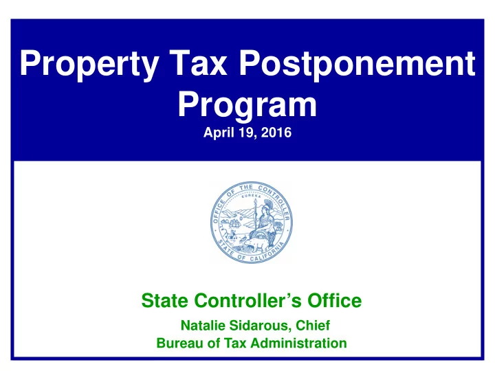 property tax postponement program