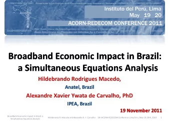 Broadband Economic Impact in Brazil:  Broadband Economic Impact in Brazil:  a Simultaneous
