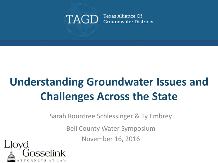 understanding groundwater issues and challenges across