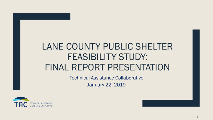 lane county public shelter feasibility study final report