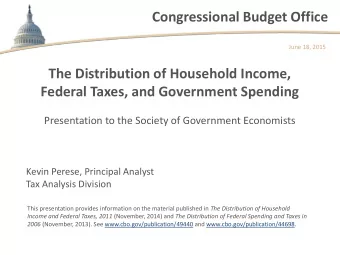 Congressional Budget Office  June 18, 2015  The Distribution of Household Income,  Federal Taxes,