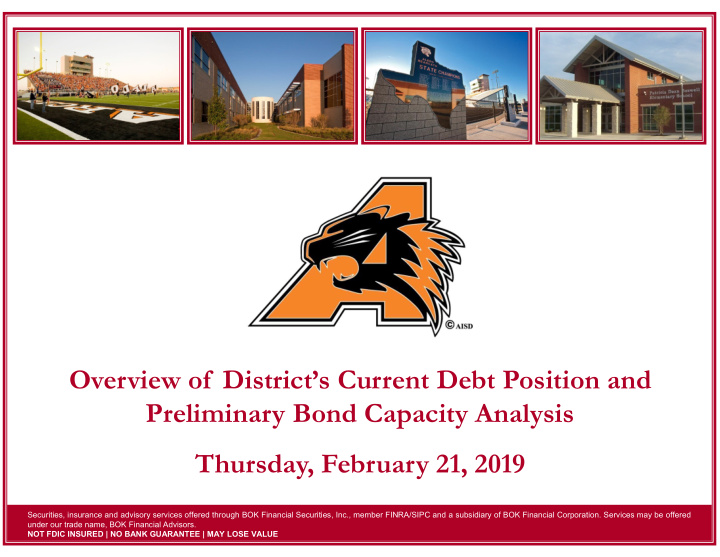 overview of district s current debt position and