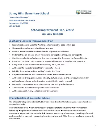 Sunny Hills Elementary School Home of the Mustangs  3200 Issaquah-Pine Lake Road SE