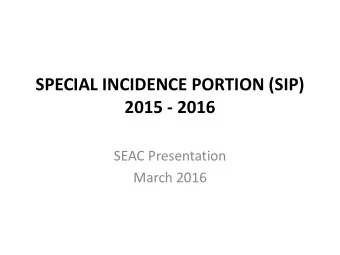2015 - 2016  SEAC Presentation  March 2016  Special Education Funding  Grants  Province  TVDSB