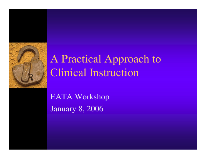 a practical approach to clinical instruction
