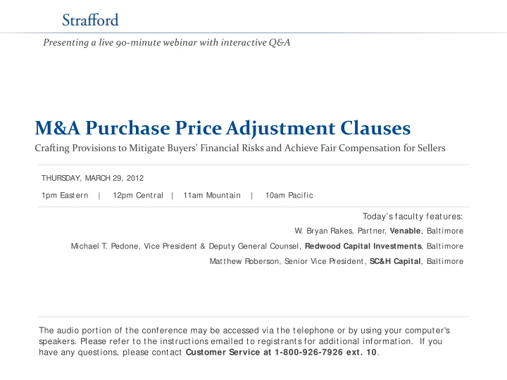 m a purchase price adjustment clauses