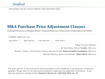 M&amp;A Purchase Price Adjustment Clauses  Crafting Provisions to Mitigate Buyers' Financial Risks