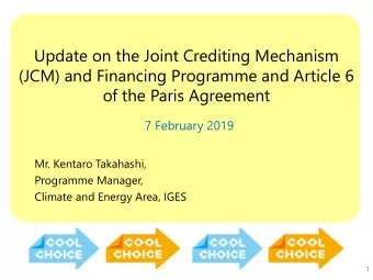 of the Paris Agreement  7 February 2019  Mr. Kentaro Takahashi,  Programme Manager,  Climate and