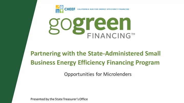 partnering with the state administered small business