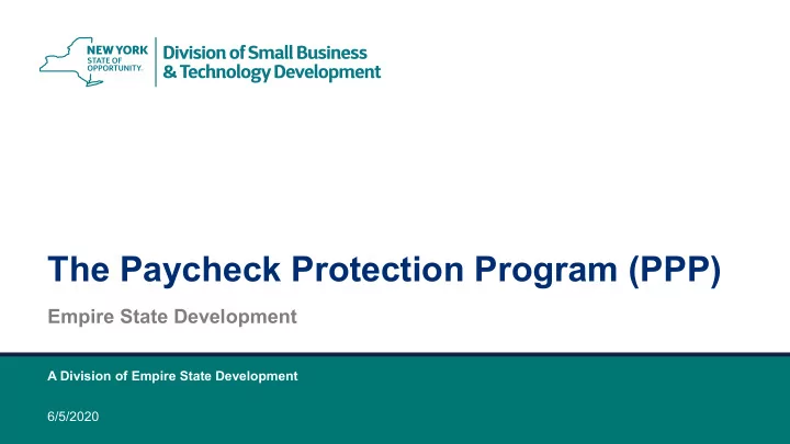 the paycheck protection program ppp