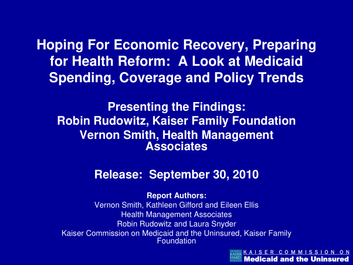 hoping for economic recovery preparing for health reform