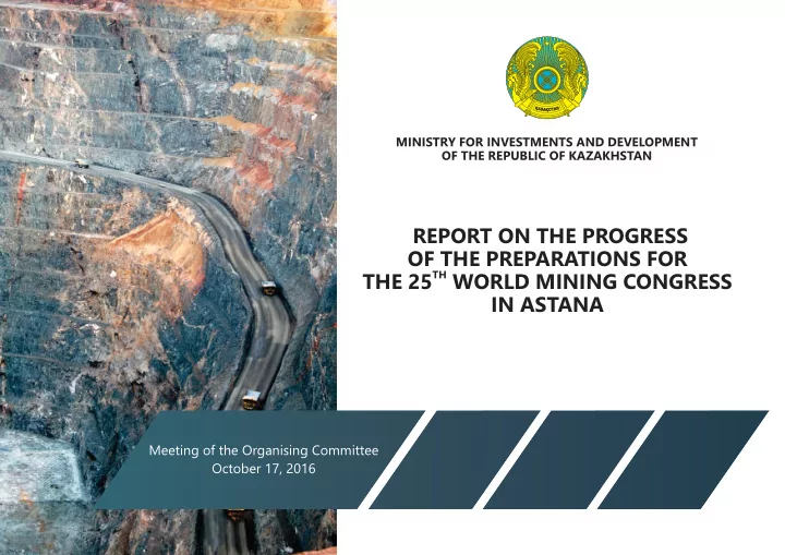 report on the progress of the preparations for