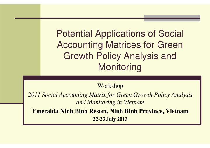potential applications of social accounting matrices for