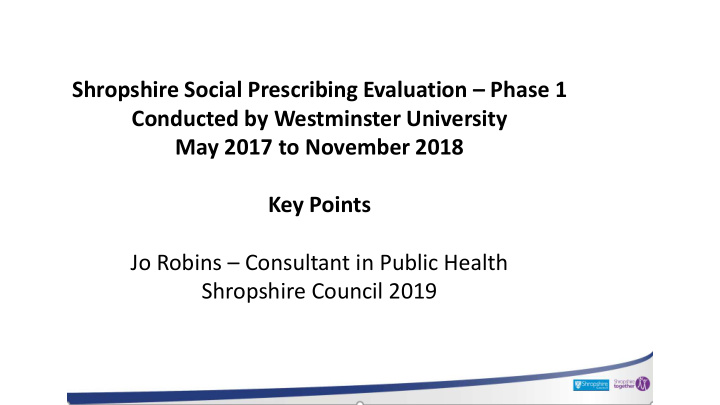 shropshire social prescribing evaluation phase 1