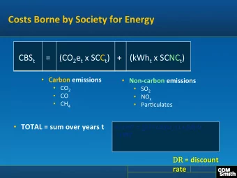 Costs  Borne  by  Society  for  Energy   CBS t  =   (CO 2 e t x  SCC t