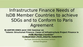 Infrastructure Finance Needs of  IsDB Member Countries to achieve  SDGs and to Conform to Paris