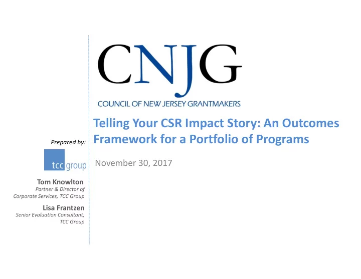 telling your csr impact story an outcomes