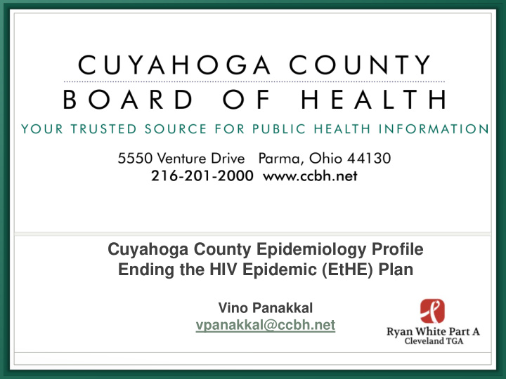 cuyahoga county epidemiology profile ending the hiv