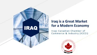 IRA  IRAQ  Iraqi Canadian Chamber of  Commerce &amp; Industry (ICCCI) Investment Opportunities in