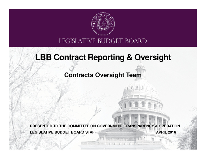 lbb contract reporting oversight