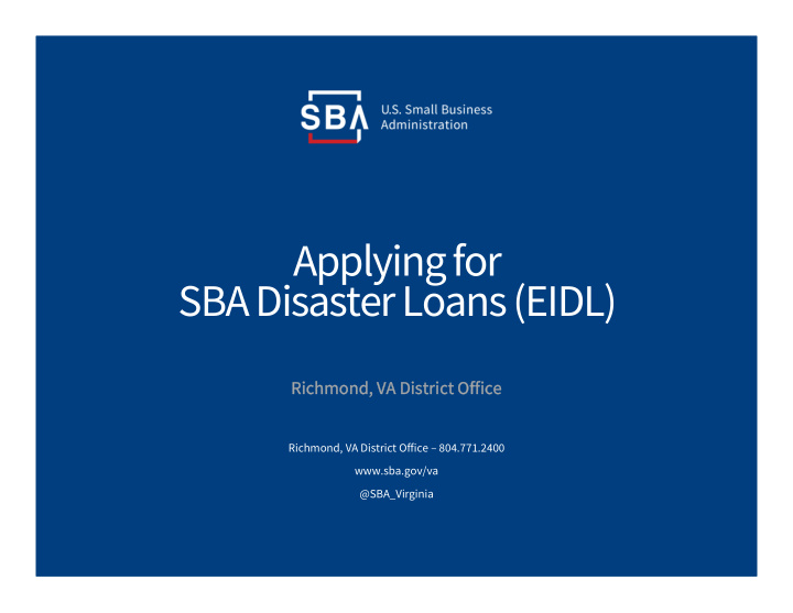 applying for sba disaster loans eidl