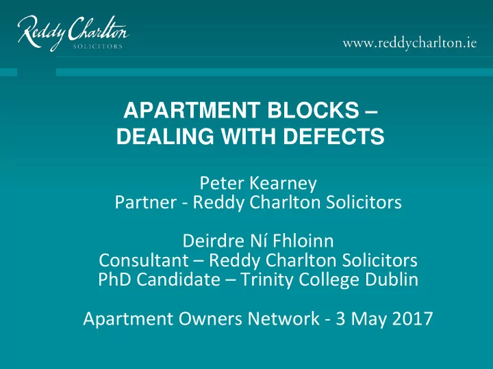 apartment blocks dealing with defects
