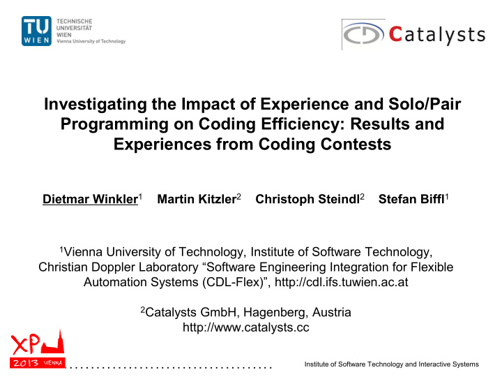 investigating the impact of experience and solo pair