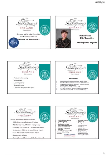 01/11/16  Overview and Scrutiny Committee  Helen Peters  Stratford District Council  Chief