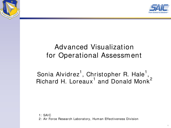 advanced visualization for operational assessment