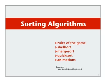 Sorting Algorithms  rules of the game  shellsort  mergesort  quicksort  animations