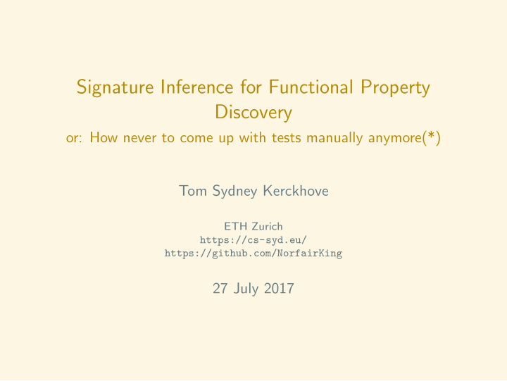 signature inference for functional property discovery